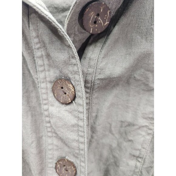 Appleseeds Petites 4P Womens Linen & Rayon Khaki Jacket - Picture 3 of 5